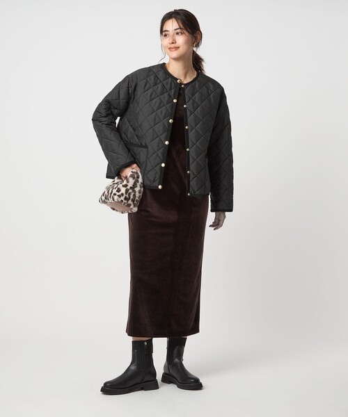 Traditional Weatherwear（トラディショナルウェザーウェア）の「【別注】＜Traditional Weatherwear＞ARKLEY Aライン キルティング ショート コート（ノーカラーコート・レディース・ブラック/ダークブラウン・32/34）」の10枚目の写真