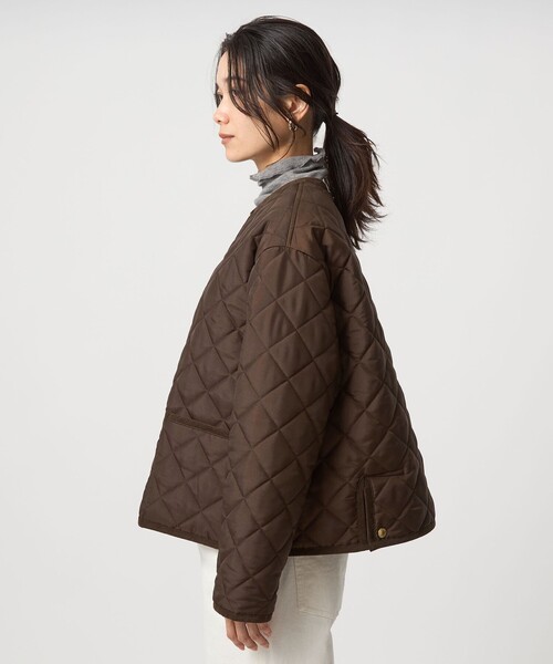 Traditional Weatherwear（トラディショナルウェザーウェア）の「【別注】＜Traditional Weatherwear＞ARKLEY Aライン キルティング ショート コート（ノーカラーコート・レディース・ブラック/ダークブラウン・32/34）」の12枚目の写真