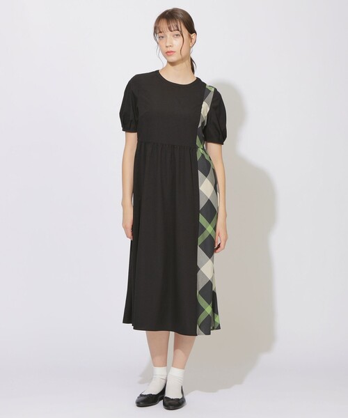 CB CRESTBRIDGE（シービークレストブリッジ）の「パーシャルチェックワンピース（ワンピース・レディース・レッド系その他4/ブラック・M/S）」の2枚目の写真