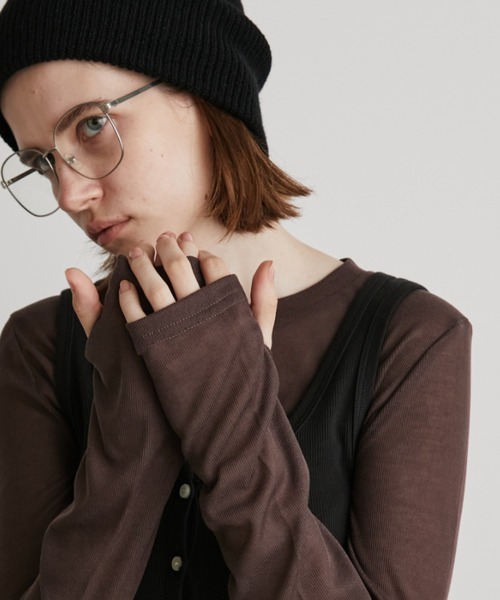 Auntie Rosa Holiday（アンティローザホリデー）の「シアーリブサムホールプルオーバー（Tシャツ/カットソー・レディース・ブラウン/ピンク/グレー/アイボリー/ブラック・FREE）」の4枚目の写真