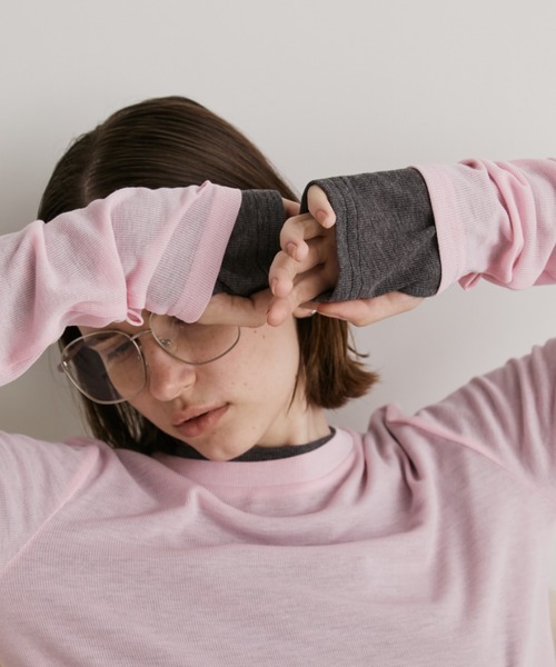 Auntie Rosa Holiday（アンティローザホリデー）の「シアーリブサムホールプルオーバー（Tシャツ/カットソー・レディース・ブラウン/ピンク/グレー/アイボリー/ブラック・FREE）」の5枚目の写真