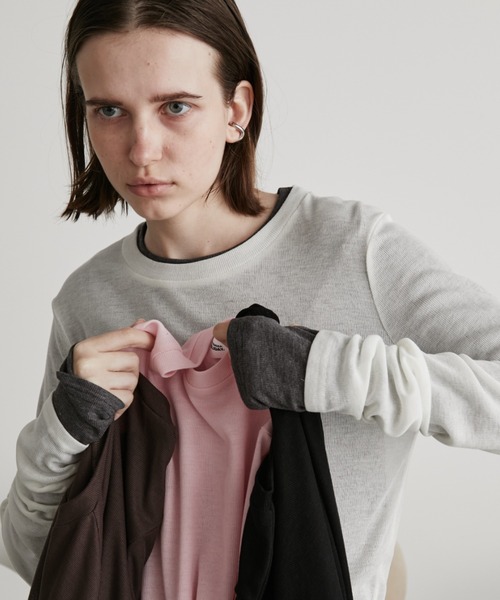 Auntie Rosa Holiday（アンティローザホリデー）の「シアーリブサムホールプルオーバー（Tシャツ/カットソー・レディース・ブラウン/ピンク/グレー/アイボリー/ブラック・FREE）」の15枚目の写真