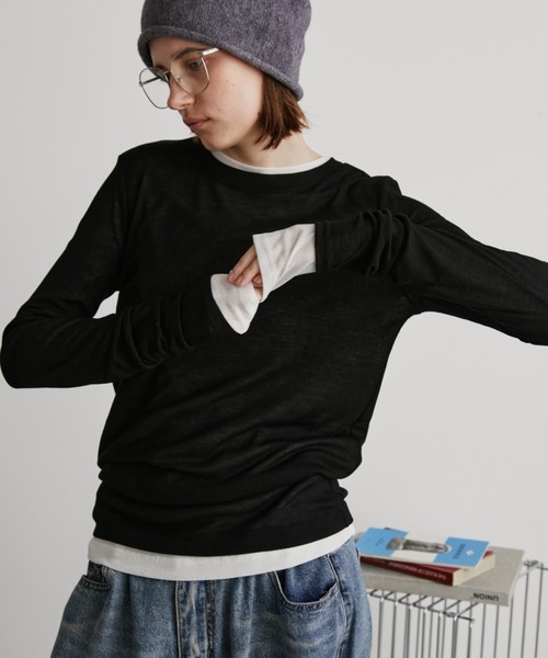 Auntie Rosa Holiday（アンティローザホリデー）の「シアーリブサムホールプルオーバー（Tシャツ/カットソー・レディース・ブラウン/ピンク/グレー/アイボリー/ブラック・FREE）」の18枚目の写真