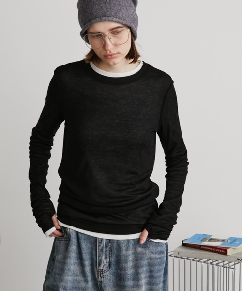 Auntie Rosa Holiday（アンティローザホリデー）の「シアーリブサムホールプルオーバー（Tシャツ/カットソー・レディース・ブラウン/ピンク/グレー/アイボリー/ブラック・FREE）」の20枚目の写真