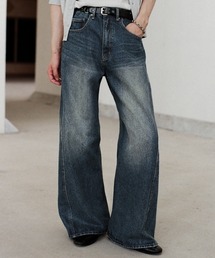 WYM LIDNM(EB oC h)CURVED FLARE BAGGY DENIM(fjpc)