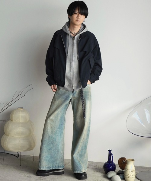 WYM LIDNM(ウィム バイ リドム)の「CURVED FLARE BAGGY DENIM(デニムパンツ・メンズ・グレー系/インディゴブルー/ライトインディゴブルー・XS/S/M/L)」の12枚目の写真