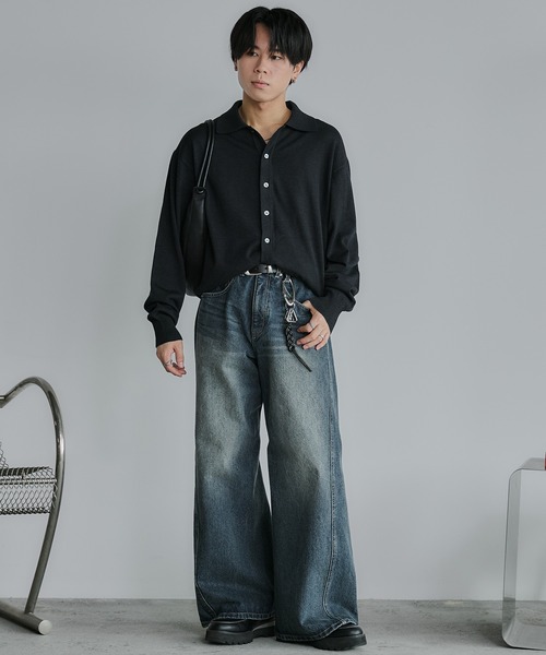 WYM LIDNM（ウィム バイ リドム）の「CURVED FLARE BAGGY DENIM