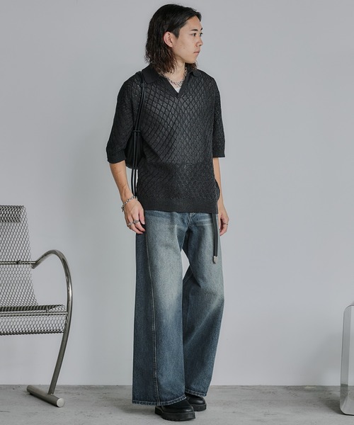 WYM LIDNM(ウィム バイ リドム)の「CURVED FLARE BAGGY DENIM(デニムパンツ・メンズ・グレー系/インディゴブルー/ライトインディゴブルー・XS/S/M/L)」の20枚目の写真