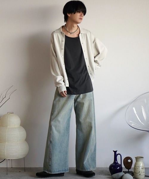 WYM LIDNM(ウィム バイ リドム)の「CURVED FLARE BAGGY DENIM(デニムパンツ・メンズ・グレー系/インディゴブルー/ライトインディゴブルー・XS/S/M/L)」の4枚目の写真