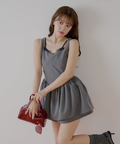 セール】レースレイヤードフレアキャミワンピース（ワンピース