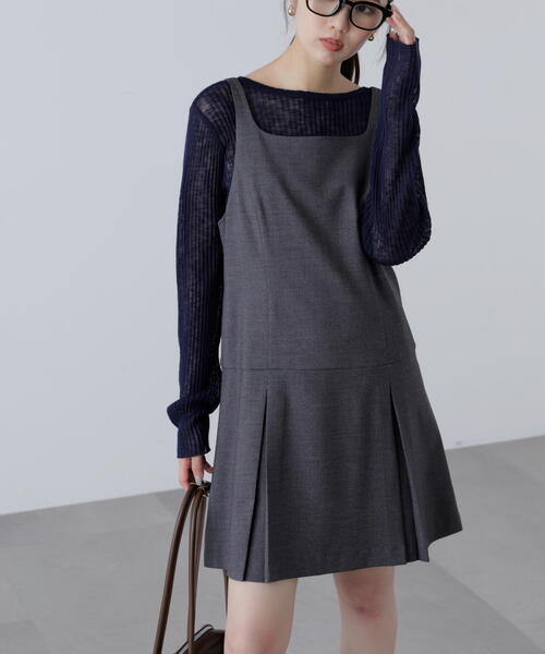 FREE'S MART（フリーズマート）の「◆ロータックミニジャンパースカート（ジャンパースカート・レディース・グレー/ベージュ・SMALL/MEDIUM）」の2枚目の写真