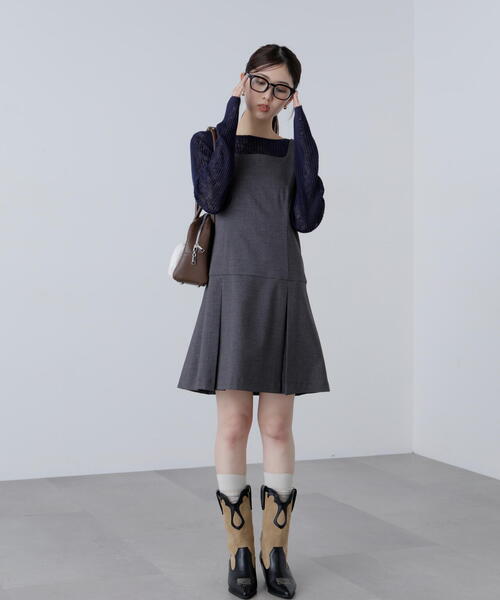 FREE'S MART（フリーズマート）の「◆ロータックミニジャンパースカート（ジャンパースカート・レディース・グレー/ベージュ・SMALL/MEDIUM）」の3枚目の写真