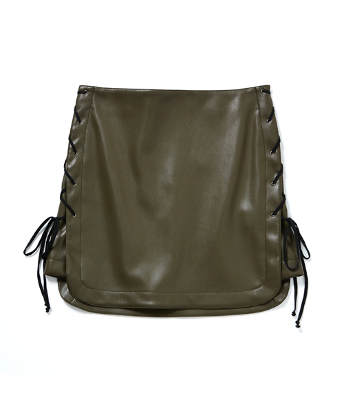 AMERICAN RAG CIE（アメリカンラグシー）の「AMERICAN RAG CIEフェイクレザーレースアップスカート/210-AMR-dms-L161-SK046（スカート・レディース・ブラック/カーキ・0/1）」の11枚目の写真