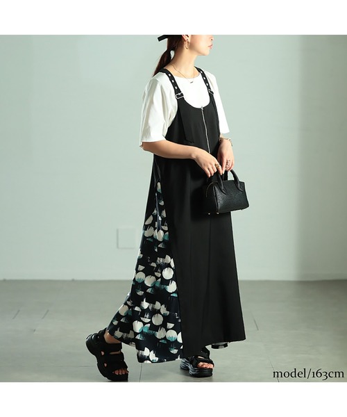 GOLDJAPAN(ゴールドジャパン)の「サイドドット柄切り替えジャンパースカート【大きいサイズ対応】(ジャンパースカート・レディース・ブラック・3L/4L/5L/LL)」の14枚目の写真