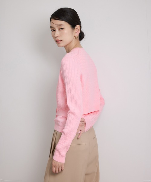 ROPE'(ロペ)の「ミニケーブルセパレートカーディガン(アンサンブル)/ イージーケア(カーディガン/ボレロ・レディース・ベージュ/ピンク系その他2・FREE)」の3枚目の写真