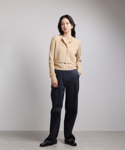 ROPE'(ロペ)の「ミニケーブルセパレートカーディガン(アンサンブル)/ イージーケア(カーディガン/ボレロ・レディース・ベージュ/ピンク系その他2・FREE)」の4枚目の写真