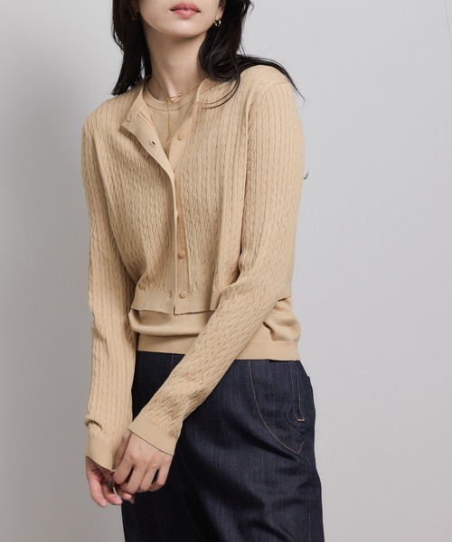 ROPE'(ロペ)の「ミニケーブルセパレートカーディガン(アンサンブル)/ イージーケア(カーディガン/ボレロ・レディース・ベージュ/ピンク系その他2・FREE)」の6枚目の写真