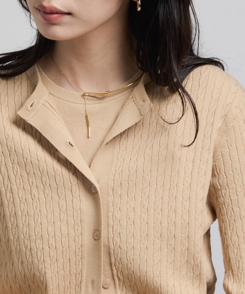ROPE'(ロペ)の「ミニケーブルセパレートカーディガン(アンサンブル)/ イージーケア(カーディガン/ボレロ・レディース・ベージュ/ピンク系その他2・FREE)」の7枚目の写真