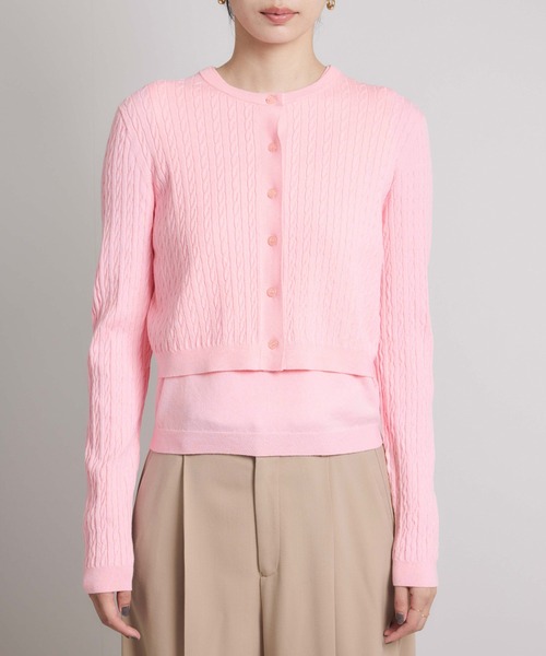 ROPE'(ロペ)の「ミニケーブルセパレートカーディガン(アンサンブル)/ イージーケア(カーディガン/ボレロ・レディース・ベージュ/ピンク系その他2・FREE)」の13枚目の写真