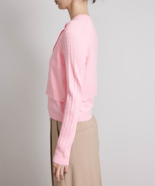 ROPE'(ロペ)の「ミニケーブルセパレートカーディガン(アンサンブル)/ イージーケア(カーディガン/ボレロ・レディース・ベージュ/ピンク系その他2・FREE)」の14枚目の写真