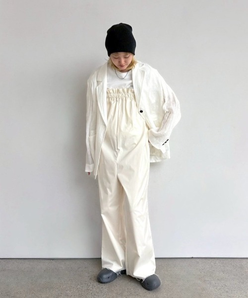 anuke クリーム色 オーバーサイズジャケット Linen Sheer Jacket（テーラードジャケット）｜anuke（アンヌーク）の