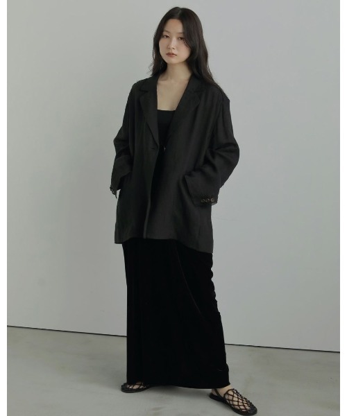 anuke（アンヌーク）の「Linen Sheer Jacket（テーラードジャケット・レディース・ホワイト/ブラック・36inch/38inch）」の8枚目の写真