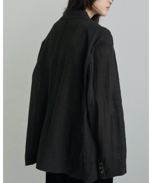 anuke（アンヌーク）の「Linen Sheer Jacket（テーラードジャケット・レディース・ホワイト/ブラック・36inch/38inch）」の9枚目の写真