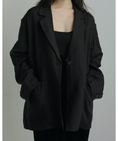 anuke（アンヌーク）の「Linen Sheer Jacket（テーラードジャケット・レディース・ホワイト/ブラック・36inch/38inch）」の10枚目の写真