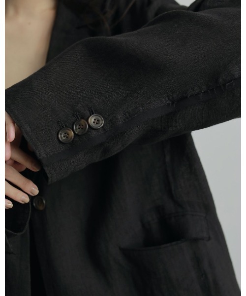 anuke（アンヌーク）の「Linen Sheer Jacket（テーラードジャケット・レディース・ホワイト/ブラック・36inch/38inch）」の12枚目の写真