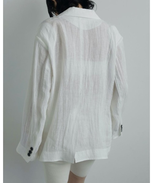 anuke（アンヌーク）の「Linen Sheer Jacket（テーラードジャケット・レディース・ホワイト/ブラック・36inch/38inch）」の5枚目の写真