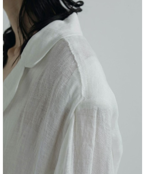 anuke（アンヌーク）の「Linen Sheer Jacket（テーラードジャケット・レディース・ホワイト/ブラック・36inch/38inch）」の6枚目の写真