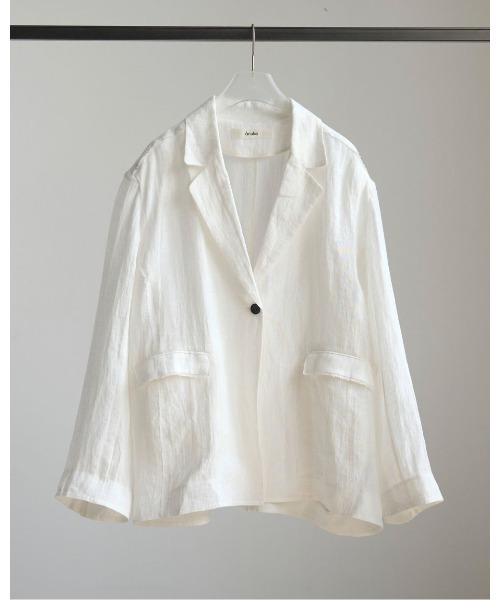 anuke（アンヌーク）の「Linen Sheer Jacket（テーラードジャケット・レディース・ホワイト/ブラック・36inch/38inch）」の18枚目の写真