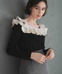 31 Sons de mode | 2025秋冬新作 フリルカラーニット(ニット/セーター)