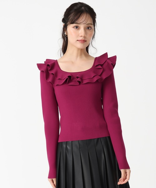 31 Sons de mode（トランテアン　ソン　ドゥ　モード）の「2025秋冬新作 フリルカラーニット（ニット/セーター・レディース・ピンク/ブラック/オフホワイト・ﾌﾘ-）」の22枚目の写真