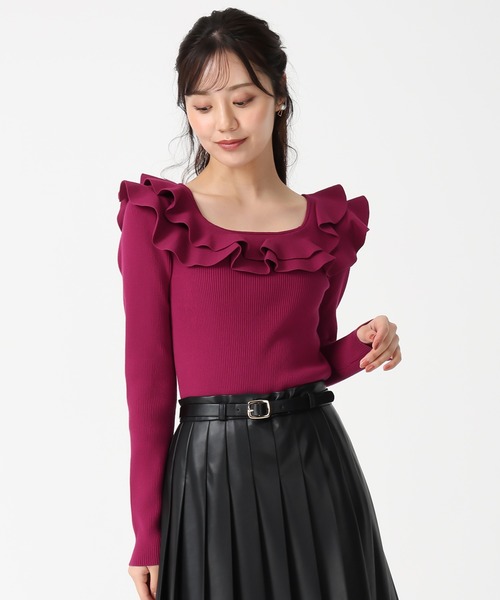 31 Sons de mode（トランテアン　ソン　ドゥ　モード）の「2025秋冬新作 フリルカラーニット（ニット/セーター・レディース・ピンク/ブラック/オフホワイト・ﾌﾘ-）」の16枚目の写真