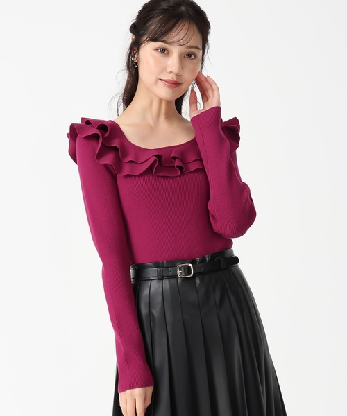 31 Sons de mode（トランテアン　ソン　ドゥ　モード）の「2025秋冬新作 フリルカラーニット（ニット/セーター・レディース・ピンク/ブラック/オフホワイト・ﾌﾘ-）」の17枚目の写真