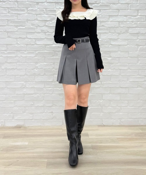 31 Sons de mode（トランテアン　ソン　ドゥ　モード）の「2025秋冬新作 フリルカラーニット（ニット/セーター・レディース・ピンク/ブラック/オフホワイト・ﾌﾘ-）」の13枚目の写真