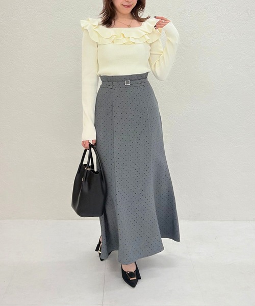 31 Sons de mode（トランテアン　ソン　ドゥ　モード）の「2025秋冬新作 フリルカラーニット（ニット/セーター・レディース・ピンク/ブラック/オフホワイト・ﾌﾘ-）」の11枚目の写真