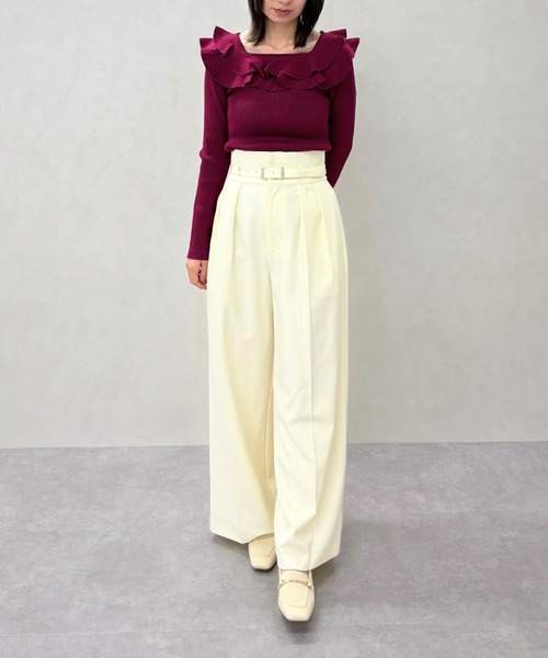 31 Sons de mode（トランテアン　ソン　ドゥ　モード）の「2025秋冬新作 フリルカラーニット（ニット/セーター・レディース・ピンク/ブラック/オフホワイト・ﾌﾘ-）」の12枚目の写真