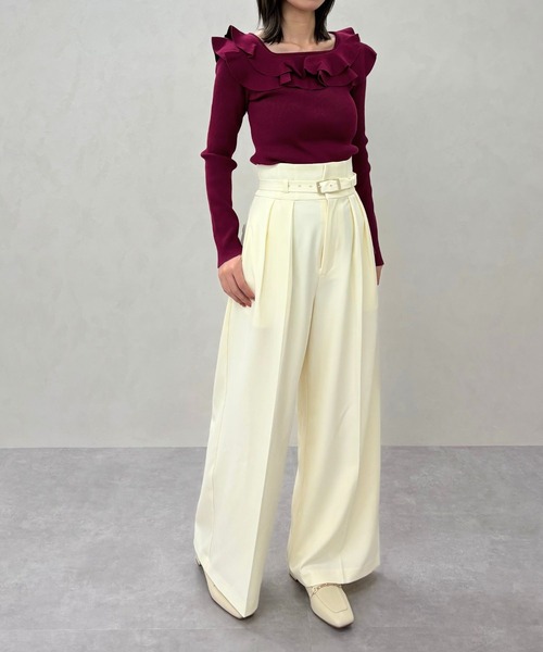 31 Sons de mode（トランテアン　ソン　ドゥ　モード）の「2025秋冬新作 フリルカラーニット（ニット/セーター・レディース・ピンク/ブラック/オフホワイト・ﾌﾘ-）」の6枚目の写真