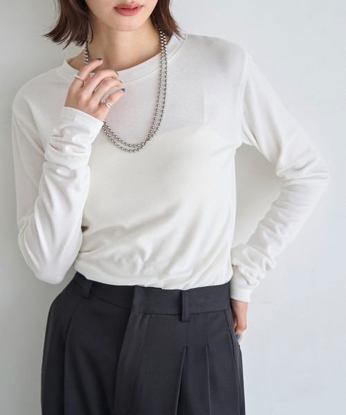 meilmada(メイルマダ)の「ロングスリーブストレッチロンT(Tシャツ/カットソー・レディース・ブラック/ホワイト/グレー/ブルー・FREE)」の1枚目の写真