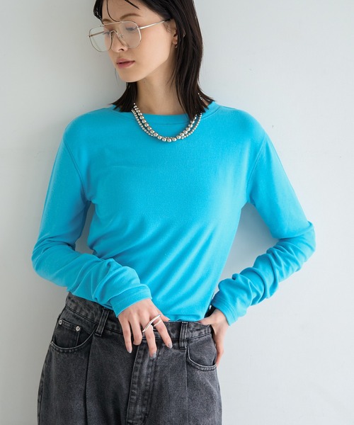 meilmada(メイルマダ)の「ロングスリーブストレッチロンT(Tシャツ/カットソー・レディース・ブラック/ホワイト/グレー/ブルー・FREE)」の4枚目の写真