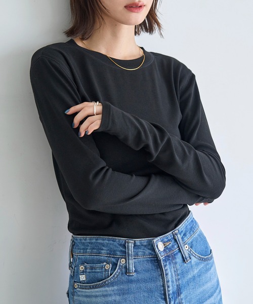 meilmada(メイルマダ)の「ロングスリーブストレッチロンT(Tシャツ/カットソー・レディース・ブラック/ホワイト/グレー/ブルー・FREE)」の2枚目の写真