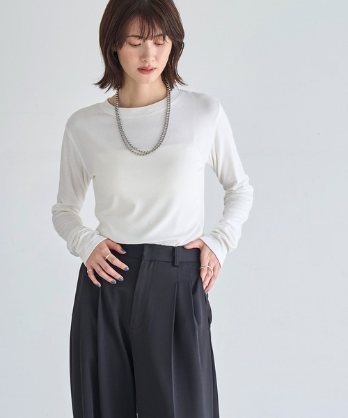 meilmada(メイルマダ)の「ロングスリーブストレッチロンT(Tシャツ/カットソー・レディース・ブラック/ホワイト/グレー/ブルー・FREE)」の10枚目の写真