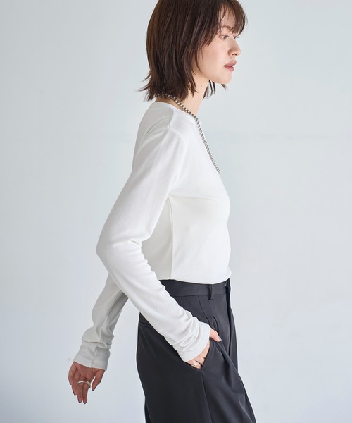 meilmada(メイルマダ)の「ロングスリーブストレッチロンT(Tシャツ/カットソー・レディース・ブラック/ホワイト/グレー/ブルー・FREE)」の8枚目の写真