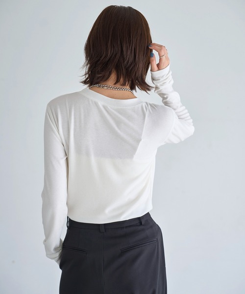 meilmada(メイルマダ)の「ロングスリーブストレッチロンT(Tシャツ/カットソー・レディース・ブラック/ホワイト/グレー/ブルー・FREE)」の9枚目の写真