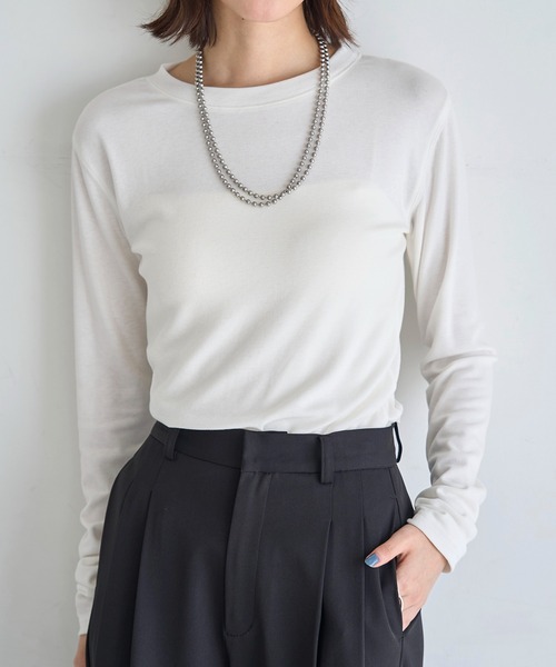 meilmada(メイルマダ)の「ロングスリーブストレッチロンT(Tシャツ/カットソー・レディース・ブラック/ホワイト/グレー/ブルー・FREE)」の5枚目の写真