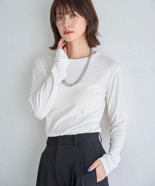 meilmada(メイルマダ)の「ロングスリーブストレッチロンT(Tシャツ/カットソー・レディース・ブラック/ホワイト/グレー/ブルー・FREE)」の7枚目の写真