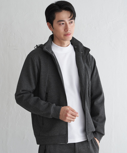 ikka(イッカ)の「【セットアップ対応】ダブルフェイスカノコ2wayジップパーカ(パーカー・メンズ・ブラック/スモークグレー・M/L/XL/S)」の16枚目の写真