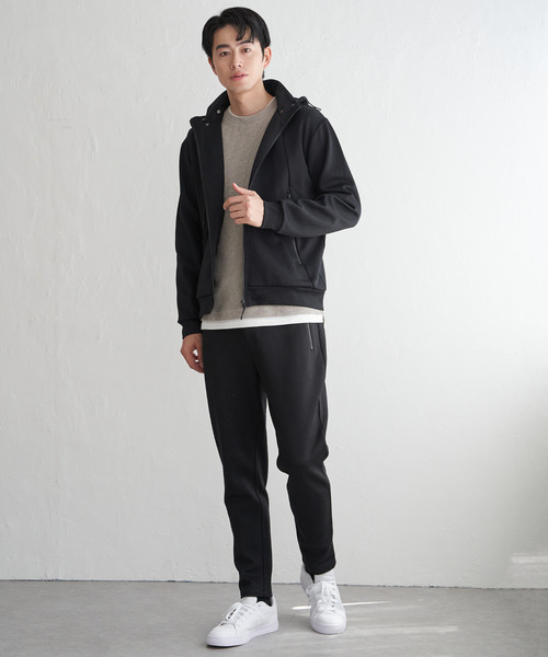 ikka(イッカ)の「【セットアップ対応】ダブルフェイスカノコ2wayジップパーカ(パーカー・メンズ・ブラック/スモークグレー・M/L/XL/S)」の13枚目の写真